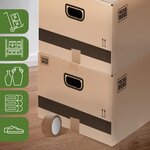 Pack and Move - Lot 10 Cartons Déménagement Stockage M - 60 x 40 x 30 cm - Poignées renforcées - 1 adhésif offert
