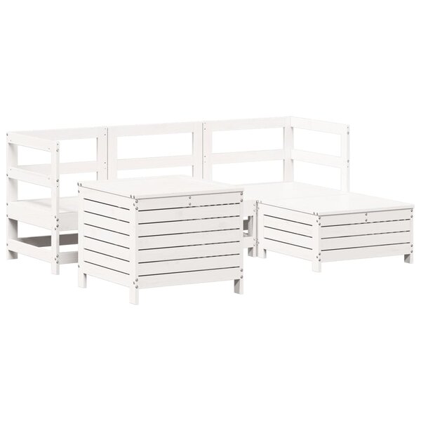vidaXL Salon de jardin 5 Pièces blanc bois massif de pin