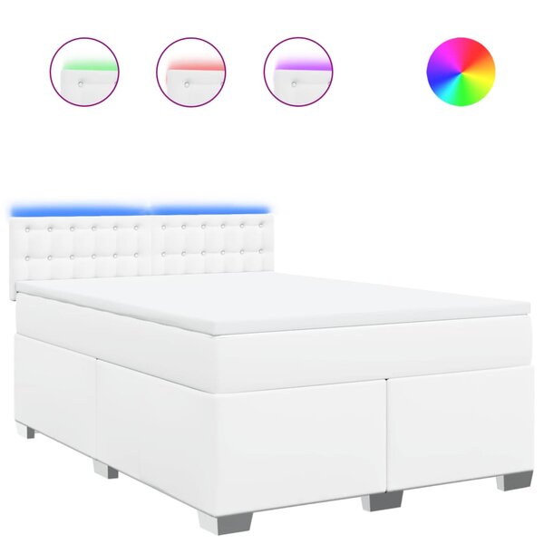 vidaXL Sommier à lattes de lit avec matelas Blanc 140x190cm Similicuir