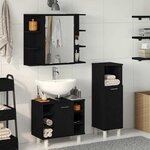 vidaXL Ensemble de mobilier de salle de bain avec étagère 3 Pièces Noir