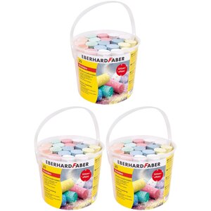 Faber-Castell 526520-x3 - Lot de 3 articles Eberhard Faber - Craies de rue  3 seaux avec 20 craies de couleur chacun