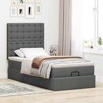 vidaXL Lit ottoman avec matelas et LED gris foncé 90x200 cm tissu