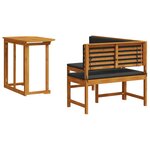Ensemble de jardin 2 pièces avec coussins en bois d'acacia