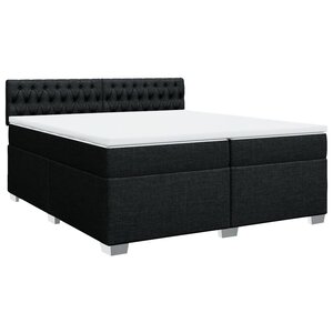 vidaXL Sommier à lattes de lit avec matelas Noir 200x200 cm Tissu