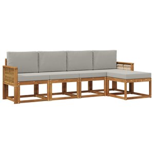 vidaXL Ensemble de canapés d'extérieur 5 pc Naturel et gris clair