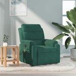 vidaXL Fauteuil de massage inclinable vert foncé velours