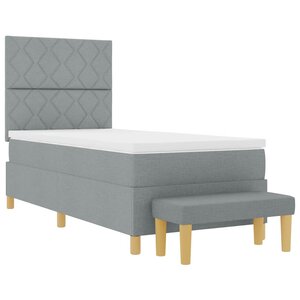 vidaXL Lit à ressorts avec matelas Gris clair 90 x 190 cm tissu