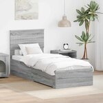 vidaXL Cadre de lit avec tête de lit Sonoma Gris et Argent 75 x 190 cm