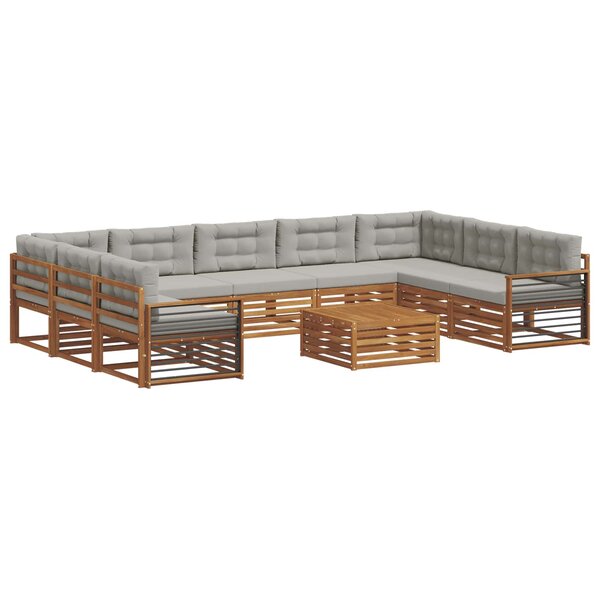 vidaXL Ensemble de canapés d'extérieur 10 pc Gris Naturel et Clair