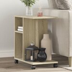 vidaXL Table d'appoint avec roues chêne sonoma bois d'ingénierie