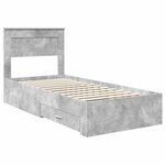 vidaXL Cadre de lit Gris Béton et Argent 75 x 190 cm Bois d'ingénierie