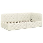 vidaXL Cadre de lit d'angle avec matelas Crème 90 x 200 cm Velours