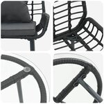 vidaXL Ensemble de salle à manger pour jardin 3 Pièces Noir et anthracite