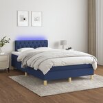vidaXL Sommier à lattes de lit matelas et LED bleu 120x190 cm tissu