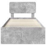 vidaXL Cadre de lit avec tête de lit Gris Béton 90 x 190 cm Pin massif