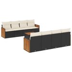 vidaXL Salon de jardin 9 Pièces avec coussins noir résine tressée