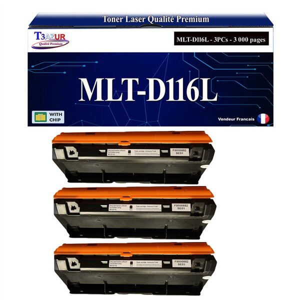 T3AZUR - 3x Toners compatibles avec Samsung MLT-D116L MLTD116L pour Samsung Xpress M 2625D M 2675FN M 2825DW M 2825ND M 2835DW M 2875FD M 2875FW M 2885FW