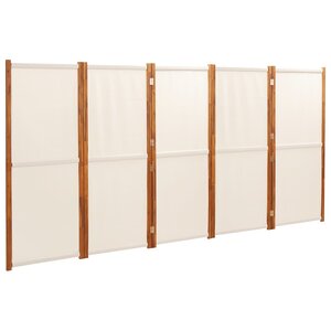 vidaXL Cloison de séparation 5 panneaux Blanc crème 350x180 cm
