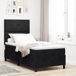Lit avec sommier et matelas vidaXL & LED Noir 100x200 cm Velours