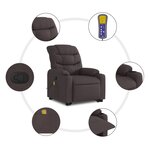 vidaXL Fauteuil inclinable de massage Marron foncé Tissu