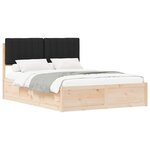 vidaXL Cadre de lit avec tête de lit rembourrée Noir 135 x 190 cm