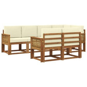 vidaXL Ensemble de canapés d'extérieur 7 pc Naturel et Crème Polyester
