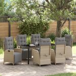 vidaXL Ensemble de 7 Pièces de Salle à Manger de Jardin Beige Rattan Poly