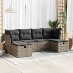 vidaXL Salon de jardin 6 Pièces avec coussins gris résine tressée