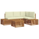vidaXL 5 pc Ensemble de canapés d'extérieur Naturel et Crème