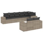 vidaXL Salon de jardin 8 Pièces avec coussins gris clair résine tressée