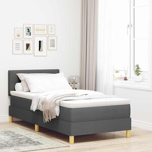 vidaXL Lit à ressorts avec matelas Gris foncé 100 x 200 cm tissu