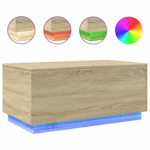 vidaXL Table basse avec lumières LED chêne sonoma 90x50x40 cm