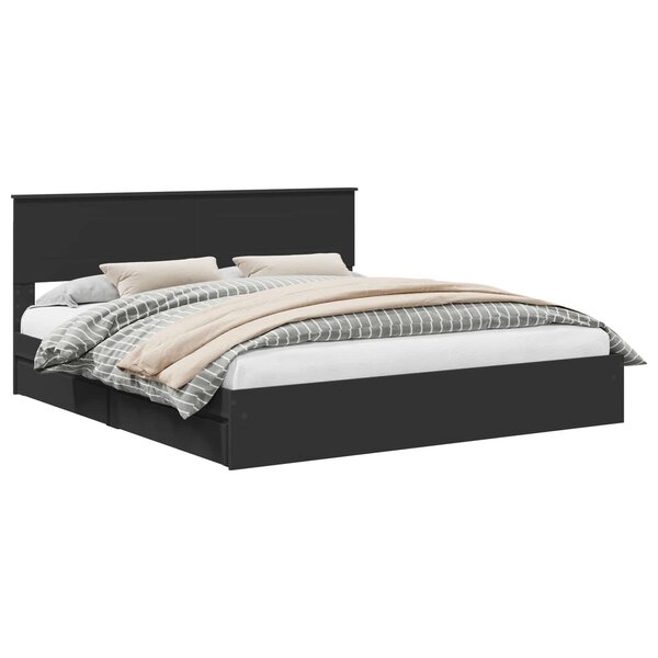 vidaXL Lit de Rangement Noir 200 x 200 cm Bois d'ingénierie