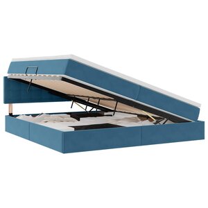 vidaXL Lit de Rangement avec matelas Bleu foncé 200 x 200 cm Velours