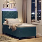 vidaXL Lit à ressorts avec matelas avec LED Bleu 100 x 200 cm Velours