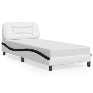 vidaXL Cadre de lit sans matelas Hvar blanc et noir 90x190 cm similicuir