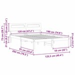 vidaXL Cadre de lit avec tête de lit Brun cire 120 x 190 cm Pin massif