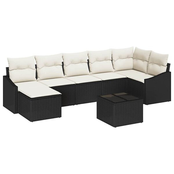 vidaXL Ensemble de canapé de jardin 8 Pièces Noir Poly rotin