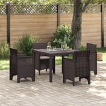 vidaXL Ensemble de salle à manger de jardin de 5 pièces avec coussins en rotin synthétique marron
