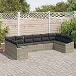 vidaXL Ensemble de canapé de jardin 10 Pièces Gris clair polyrotin