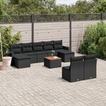 vidaXL Salon de jardin 10 Pièces avec coussins noir résine tressée