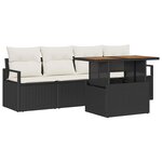 vidaXL Ensemble de canapé de jardin avec coussin 5 Pièces Noir et crème