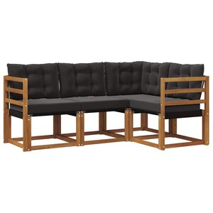 vidaXL Ensemble de canapés d'extérieur 4 pc Naturel et Noir