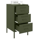 vidaXL Table de chevet vert olive 36x39x68 cm acier laminé à froid