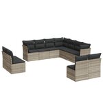 vidaXL Salon de jardin 11 Pièces avec coussins gris clair résine tressée