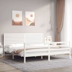 vidaXL Cadre de lit sans matelas blanc 200x200 cm bois massif