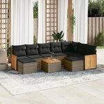 vidaXL Salon de jardin avec coussins 10 Pièces gris résine tressée