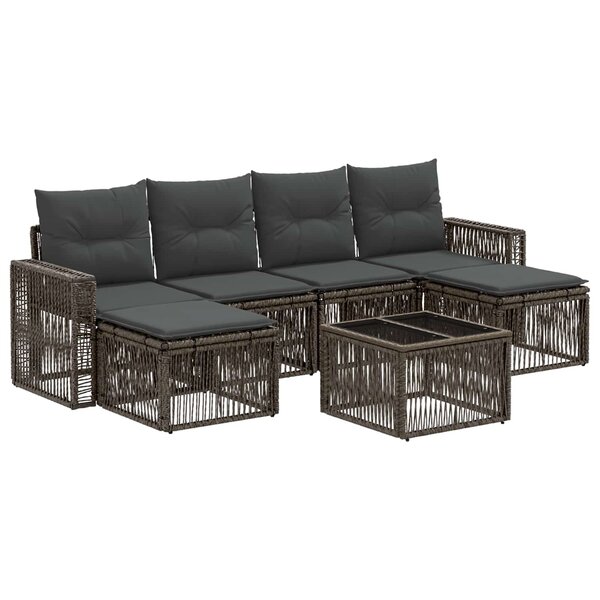 vidaXL Ensemble de canapé de jardin 7 Pièces Gris et Gris foncé polyrotin