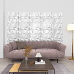 vidaXL Panneaux muraux 3D 12 Pièces 50x50 cm blanc diamant 3 m²