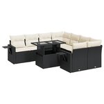vidaXL Salon de jardin 9 Pièces avec coussins noir résine tressée